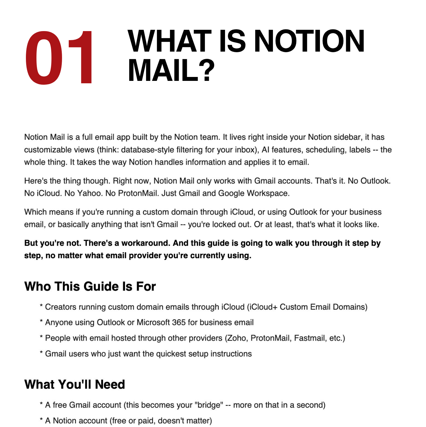 Two tablets displaying a 'Notion Mail Migration Guide' on a textured gray background